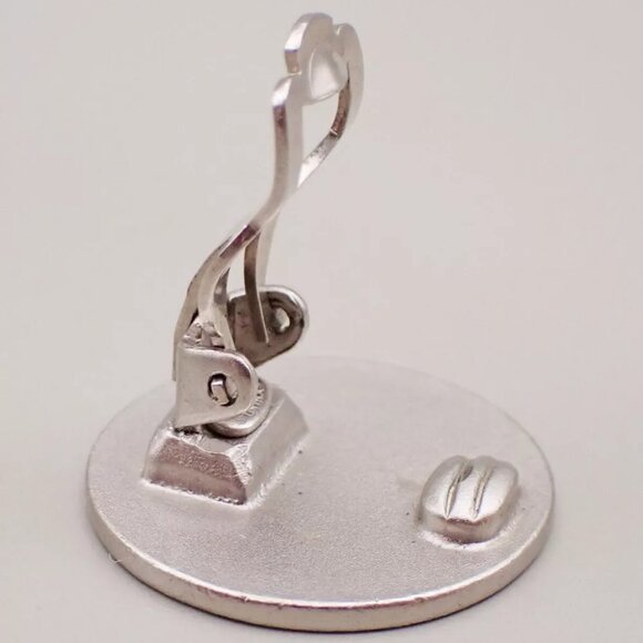 CHANEL Logo Round Button Earrings 00C Clip-On Silver SHW France - Picture 8 of 10